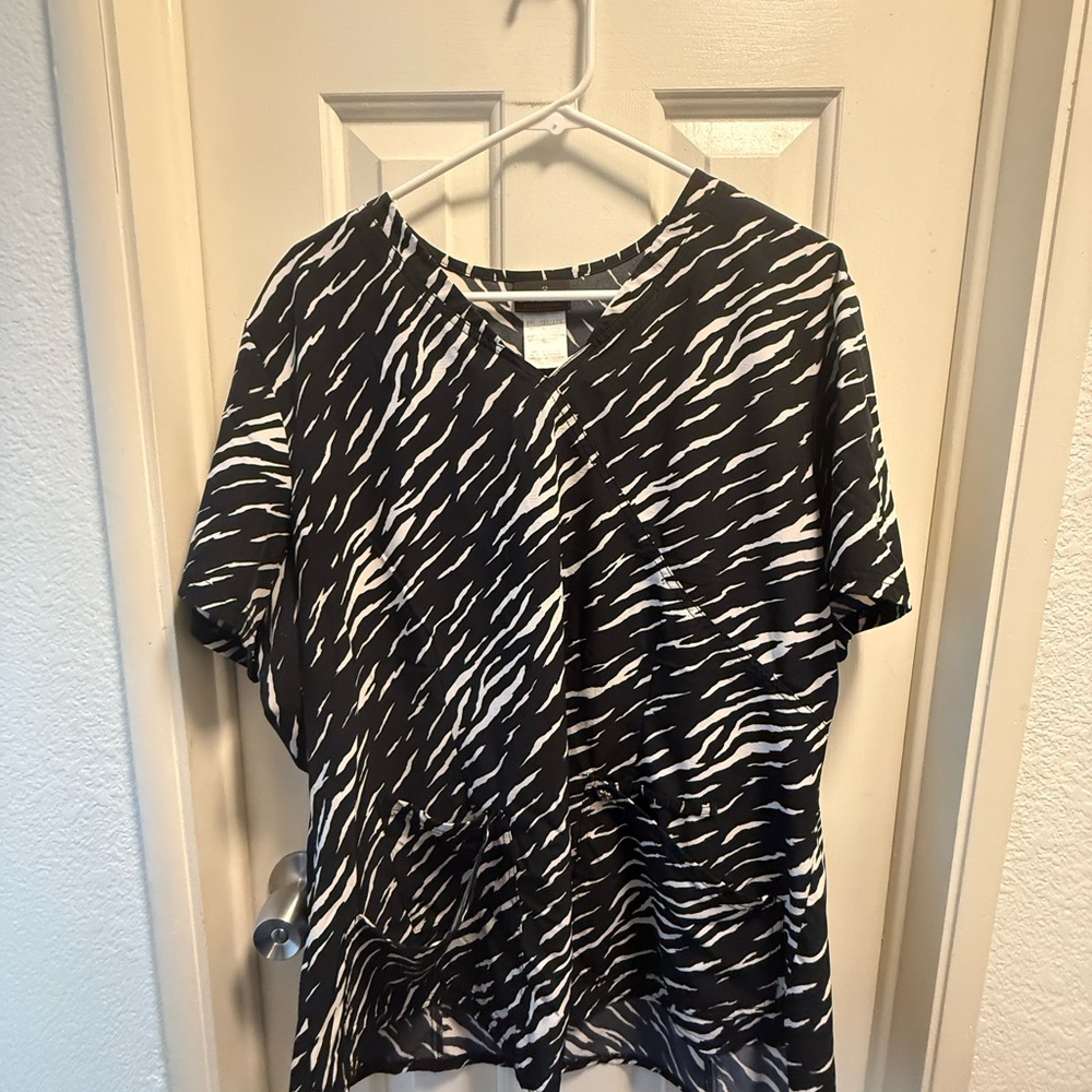 Zebra print scrub top